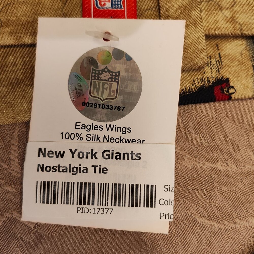 NFL Eagles Wings 100% Silk New York Giants Nostalgia Tie, New With Tags! - Picture 6 of 7